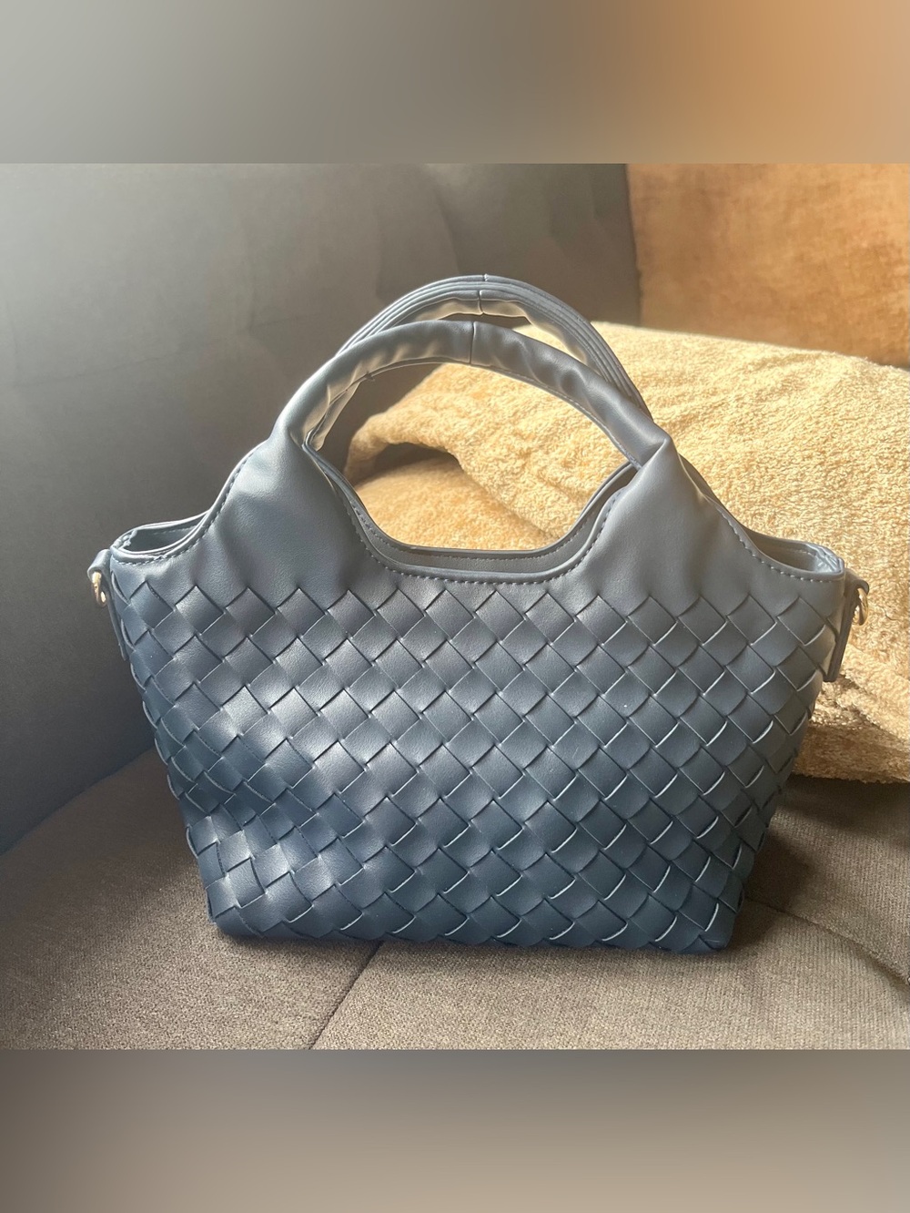 Urban Expressions Navy Woven Top-Handle Tote